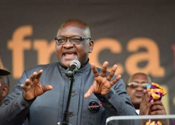 Gauteng Premier David Makhura addresses the people’s march against xenophobia in Newtown. 
Picture: GCIS