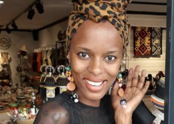 Palesa Khobane show casing some of the jewellery she has produced. Picture : Supplied.