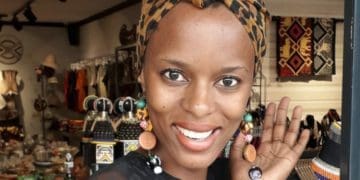 Palesa Khobane show casing some of the jewellery she has produced. Picture : Supplied.