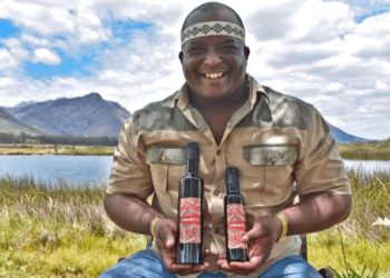 Loyiso Manga showcasing his Olive Oils. Picture : Slindile Khanyile