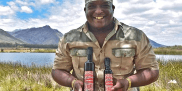 Loyiso Manga showcasing his Olive Oils. Picture : Slindile Khanyile