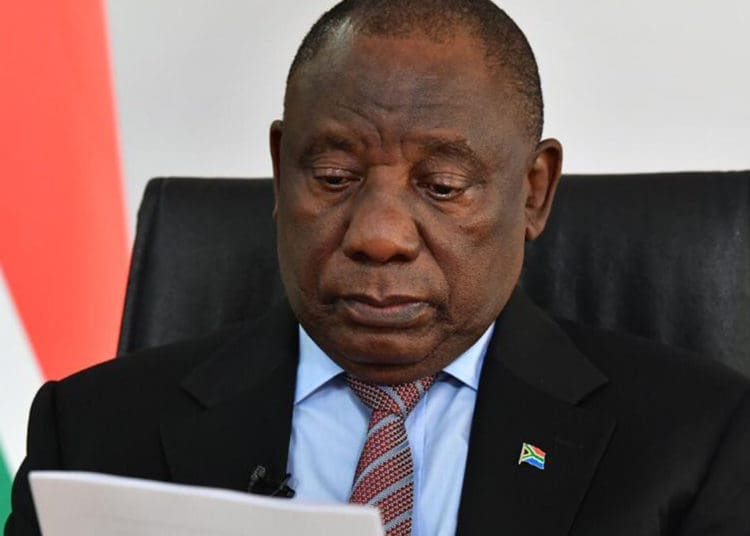 President Cyril Ramaphosa preparing to deliver a speech a Buy Local Summit. Picture : GCIS