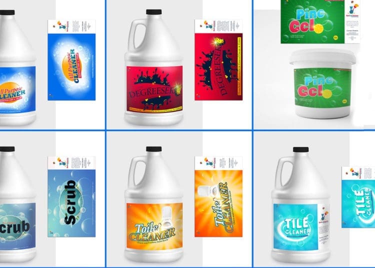 Some of the locally produced cleaning products by Katlego Mthombeni