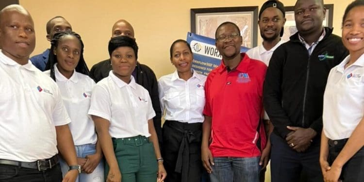 Software engineer Gloria Phakathi and her workers