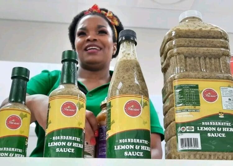 Thabisile Danisa showing the sauces she makes
