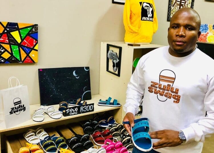 Siphelele Mnguni who makes colourful Zulu Swag shoes