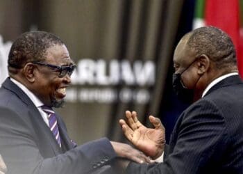 Finance minister Enoch Godongwana with President Cyril Ramaphosa