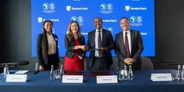 From left to right: Zoya Sisulu (Standard Bank Head, Client Coverage & Financial Institutions), Leila Mokaddem (AfDB Southern Africa Director General), Kenny Fihla (Standard Bank Group Deputy CE & SA CE), and Ahmed Attout (AfDB Financial Sector Development Director).
Picture: Supplied