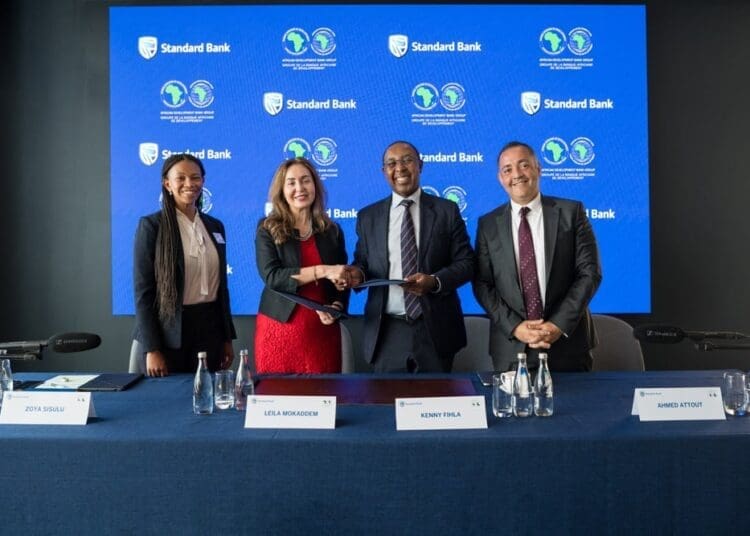 From left to right: Zoya Sisulu (Standard Bank Head, Client Coverage & Financial Institutions), Leila Mokaddem (AfDB Southern Africa Director General), Kenny Fihla (Standard Bank Group Deputy CE & SA CE), and Ahmed Attout (AfDB Financial Sector Development Director).
Picture: Supplied