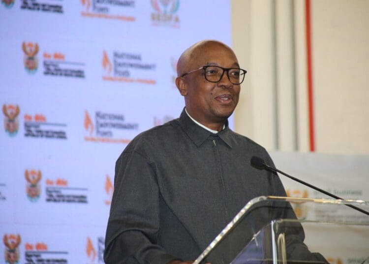 Minister Parks Tau in Soweto during the launch Spaza shops fund