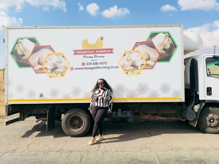 Lebohang Dhludhlu who runs a poultry farm