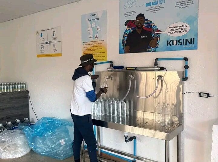 Murendeni Mafumo, founder of Kusini Water seen processing water