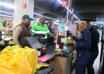 MEC Ketso Makume with SAPS during the Consumer Protection blitz in Bloemfontein