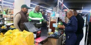 MEC Ketso Makume with SAPS during the Consumer Protection blitz in Bloemfontein