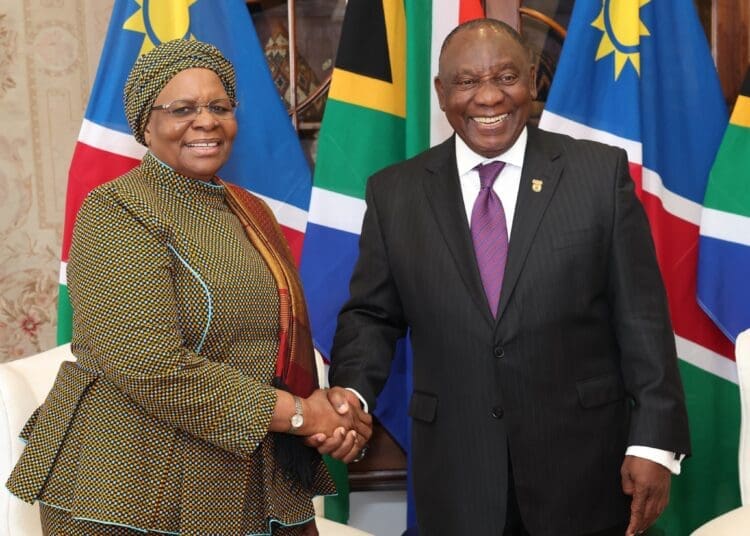 Dr Netumbo Nandi-Ndaitwah, President Namibia and President of South Africa Cyril Ramaphosa during her visit in South Africa
