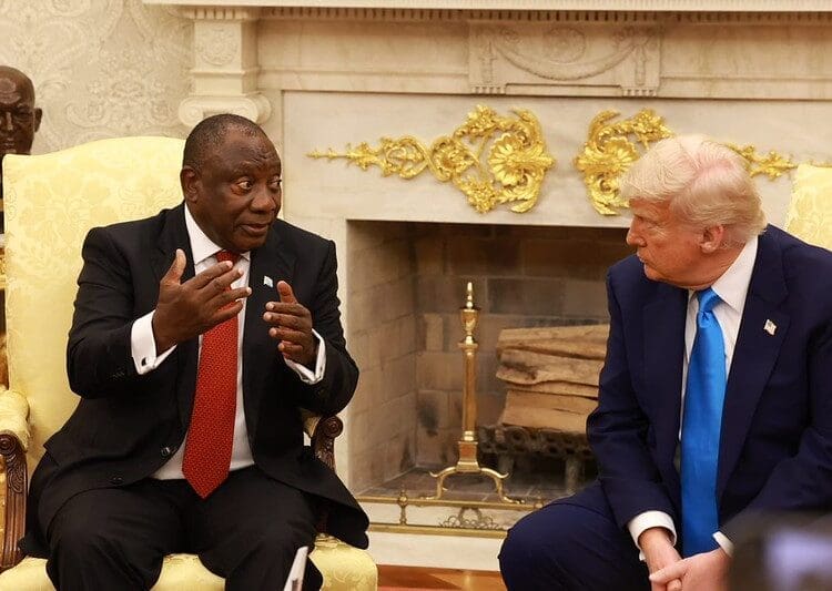 President Cyril Ramaphosa engages with US President Donald Trump during a working visit to the US last year. South Africa has the US's decision to extend the AGOA trade deal that will benefit SA businesses including SMEs. Photo. GCIS