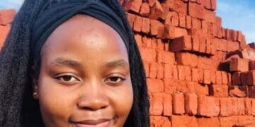 Chilate Pfunzo Monica at her brick manufacturing site in Thohoyandou, where she starts work at 2am to produce over 1,000 bricks a day. Photo: Supplied