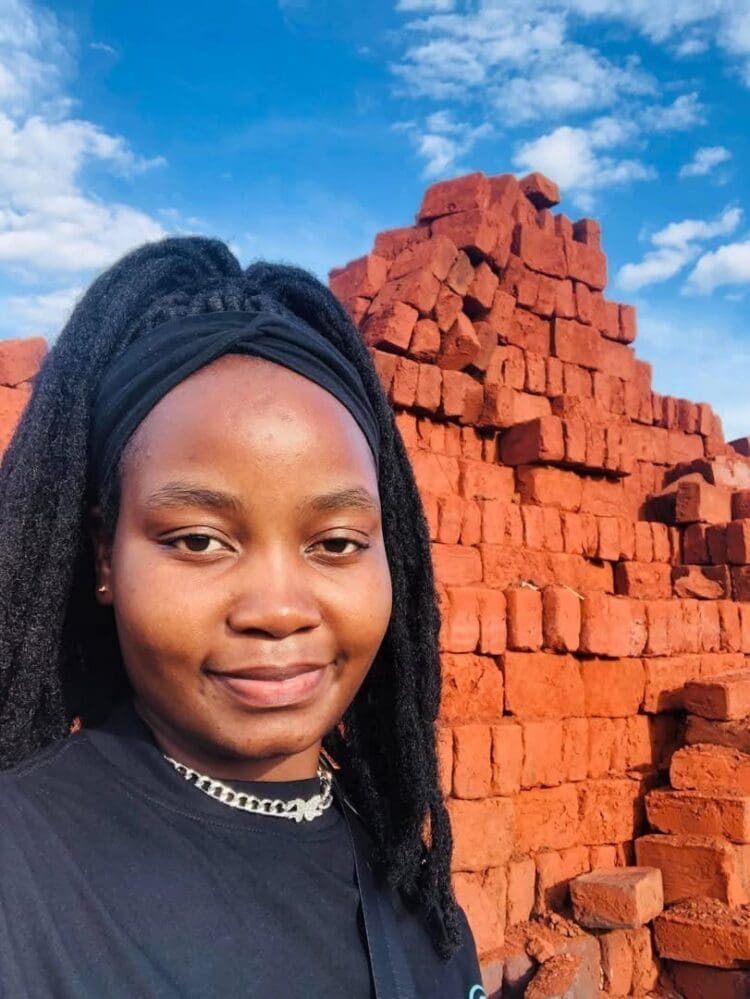 Chilate Pfunzo Monica at her brick manufacturing site in Thohoyandou, where she starts work at 2am to produce over 1,000 bricks a day. Photo: Supplied