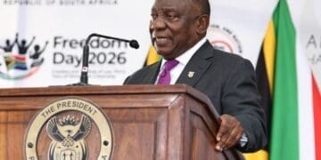 In his Freedom Day address in Bloemfontein on Monday, April 27, President Cyril Ramaphosa reminded citizens that they are “ custodians of a hard-won legacy of freedom.” Photo. GCIS