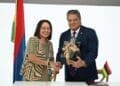 South African Tourism Minister Patricia de Lille and Mauritian Tourism Minister Richard Duval during the signing of a tourism cooperation agreement at Africa’s Travel Indaba 2026 in Durban. Photo: DoT