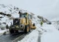 The KwaZuluu Natal Department of Transport has sent in graders to remove snow from the roads after a heavy downpour on Tuesday. Photo. KZN Transport